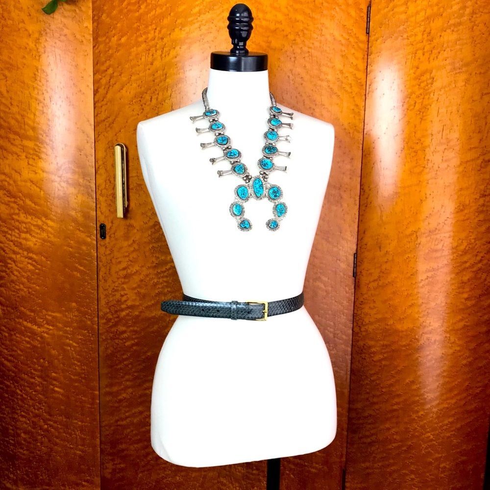 AUSTIN GREY Designer Gray Snakeskin Leather Belt L